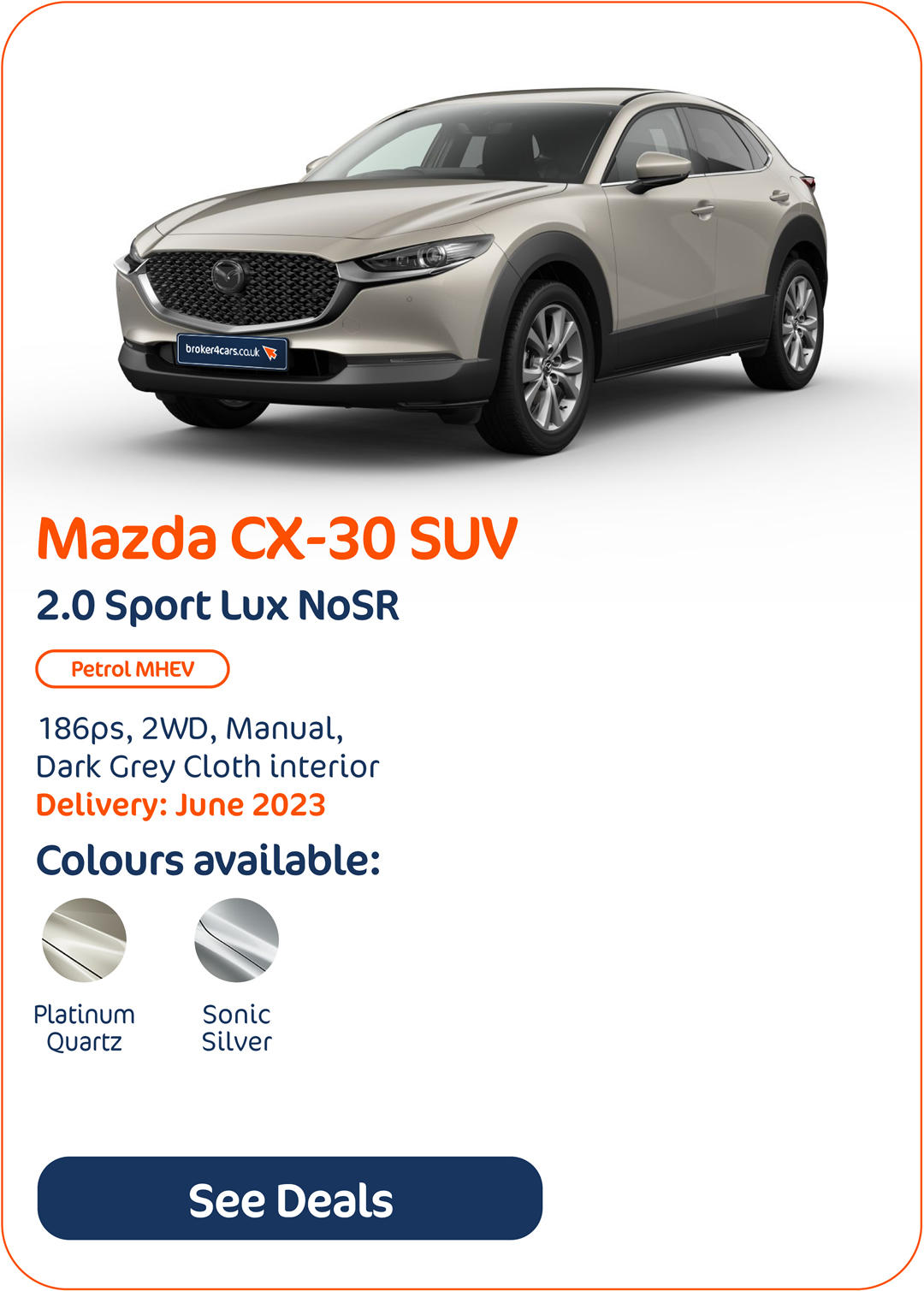 Mazda CX-30 SUV 2.0 Sport Lux NoSR - Click to Enquire